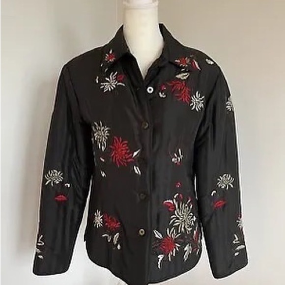 Ladies Lightweight Silk Embroidered Jacket Size 10 - Picture 5 of 10